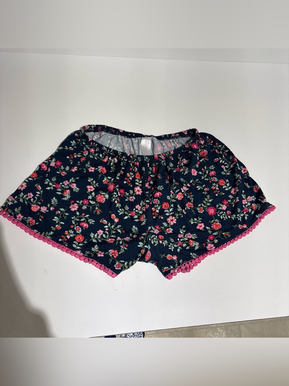 Secret Treasures Navy Floral Shorts with Pink Trim